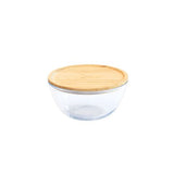 Pebbly Round Glass Mixing Bowl With Bamboo Lid