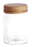 Pebbly Round Glass Canister With Screw Bamboo Lid