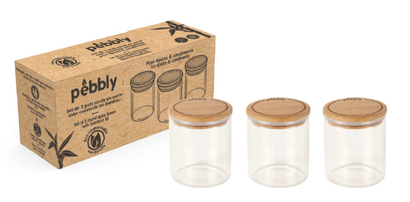 Pebbly Set of 3 Glass Canisters - 190ml