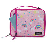 Packit Freezable Unicorn Pink Classic Lunchbox Bag – Front Pocket Usage View